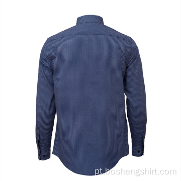 Camisa casual masculina de manga comprida jeans azul